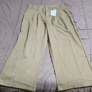 Chic Beige Women's Wide-Leg Trousers